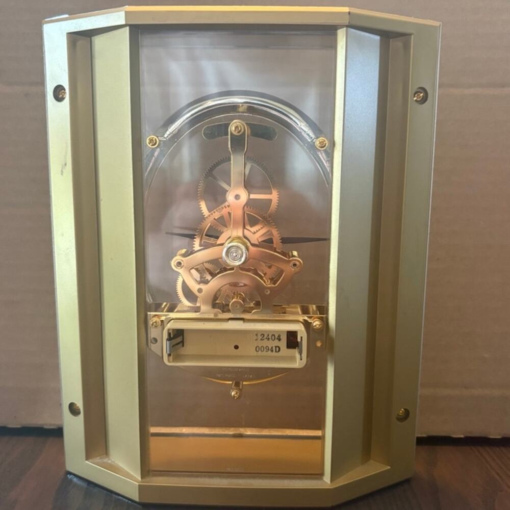 Vintage Seiko Quartz Skeleton Mantle/Desk Table Clock QAW110 G Working - Picture 6 of 9